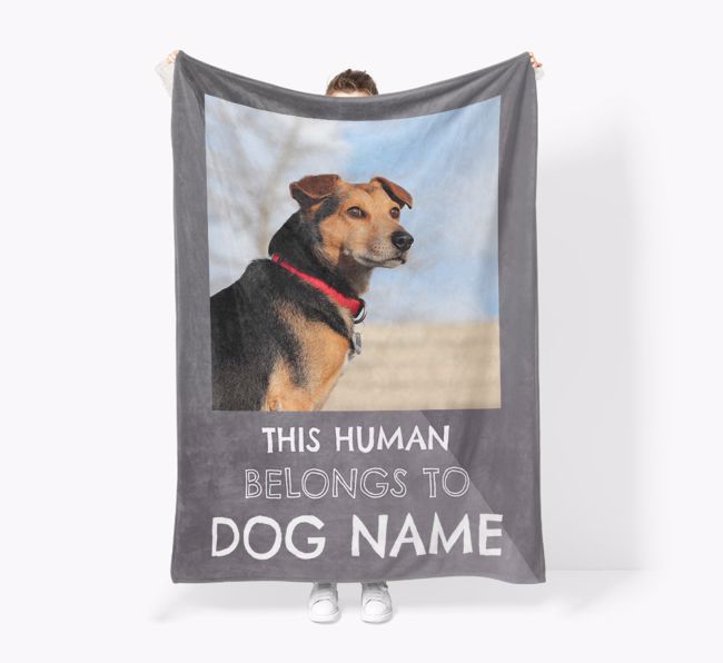 'This Human Belongs to...'  - {breedFullName} Photo Blanket: Premium Sherpa Fleece